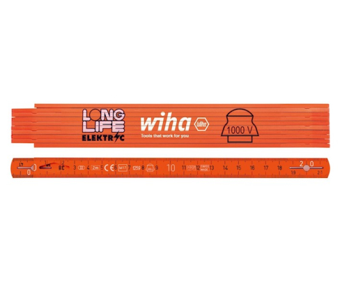 Метр складной Longlife Electrician 2 м Wiha 4102008 42068 оранжевый
