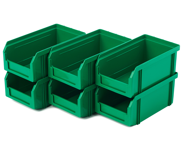 Пластиковый ящик Стелла-техник V-1-К6-зеленый , комплект 6 штук