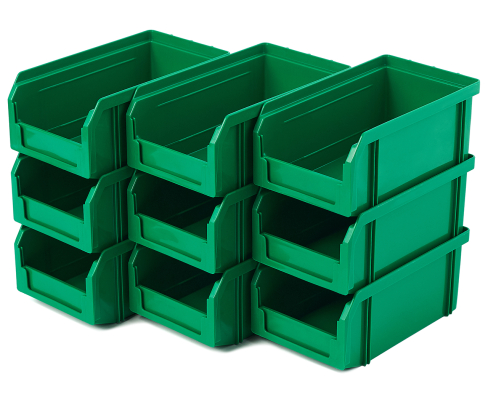 Пластиковый ящик Стелла-техник V-1-К9-зеленый , комплект 9 штук