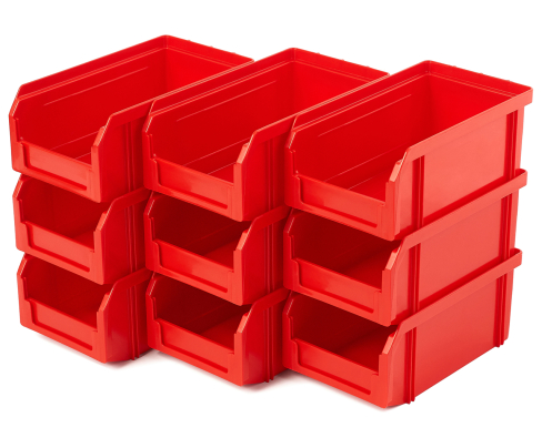 Пластиковый ящик Стелла-техник V-1-К9-красный , комплект 9 штук