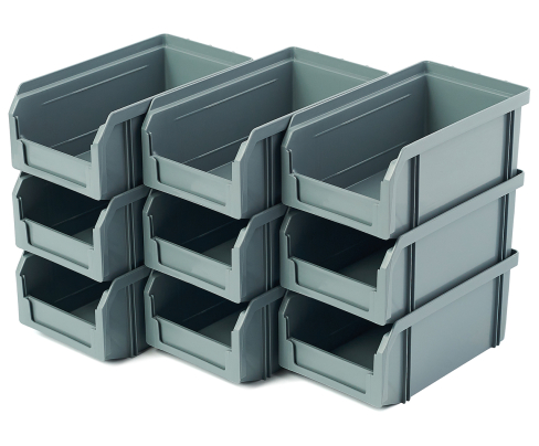 Пластиковый ящик Стелла-техник V-1-К9-серый , комплект 9 штук