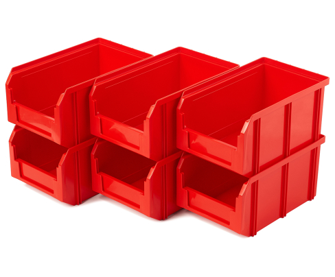 Пластиковый ящик Стелла-техник V-2-К6-красный , комплект 6 штук
