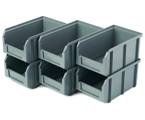 Пластиковый ящик Стелла-техник V-2-К6-серый , комплект 6 штук