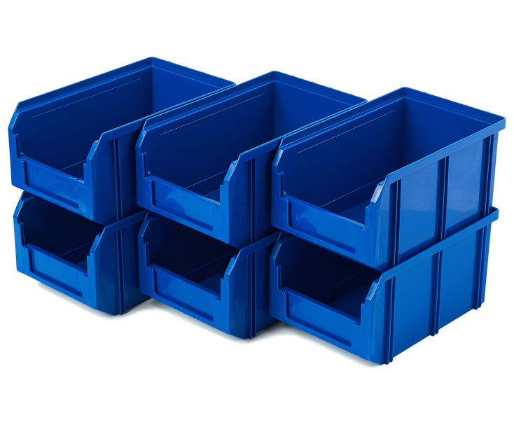 Пластиковый ящик Стелла-техник V-2-К6-синий , комплект 6 штук