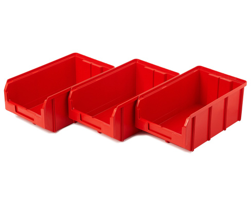 Пластиковый ящик Стелла-техник V-3-К3-красный , комплект 3 штуки