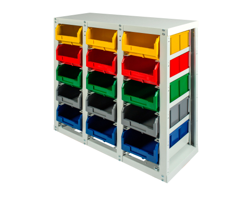 Стеллаж с направляющими Стелла-техник V3-15 стационарный, односторонний, 15 ячеек с ящиками