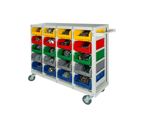 Стеллаж с направляющими мобильный, односторонний, Стелла-техник V3-20-125-И 20 ячеек, грузоподъемность 350кг