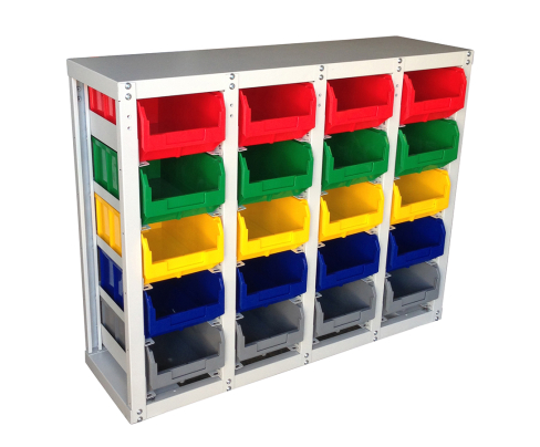 Стеллаж с направляющими Стелла-техник V3-20 стационарный, односторонний, 20 ячеек с ящиками