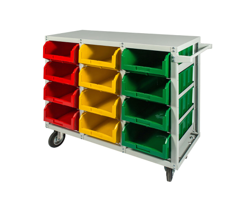 Стеллаж с направляющими Стелла-техник V4-12-160-К мобильный, односторонний, 12 ячеек, грузоподъемность до 300кг