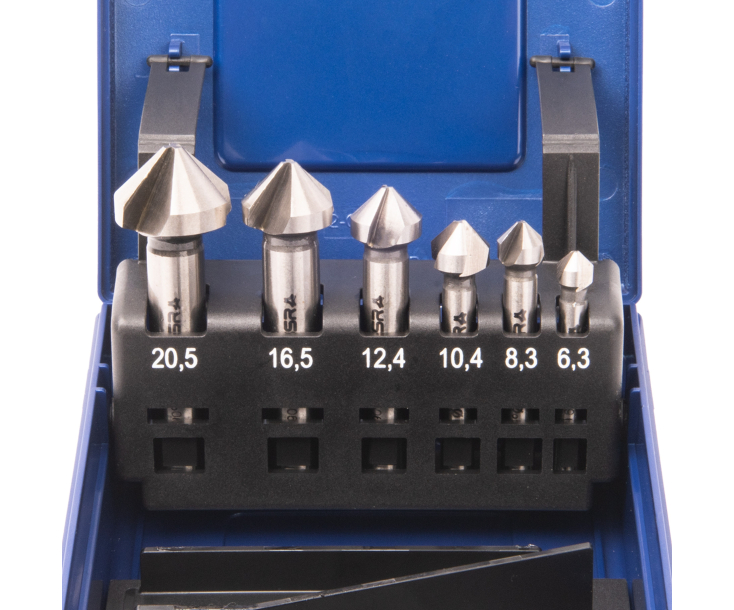 6-пр.  Набор зенкеров DIN 335 C 90° HSS Werks W.1416020