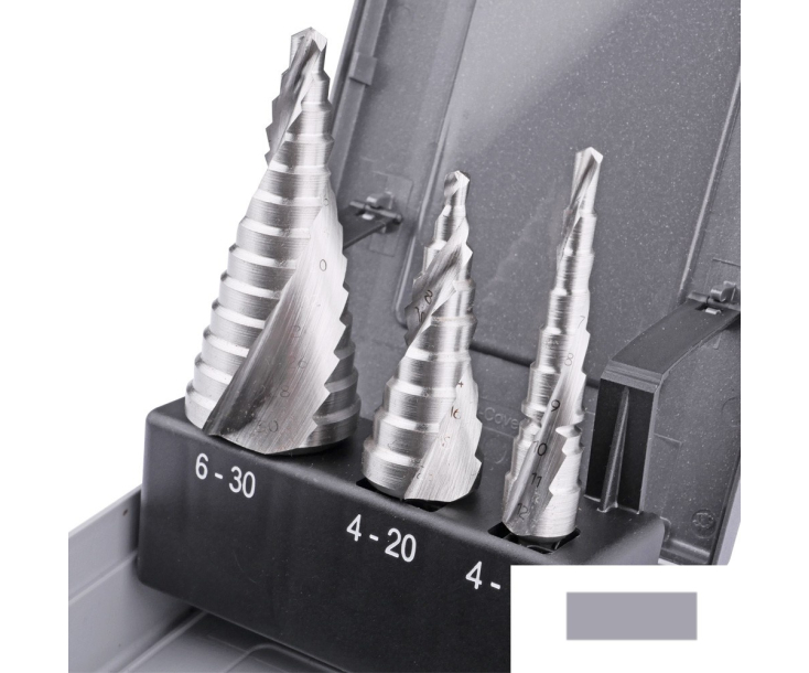 Набор ступенчатых свёрл 4-12 4-20 6-30 mm, HSSE, винтовое Werks W.8020260