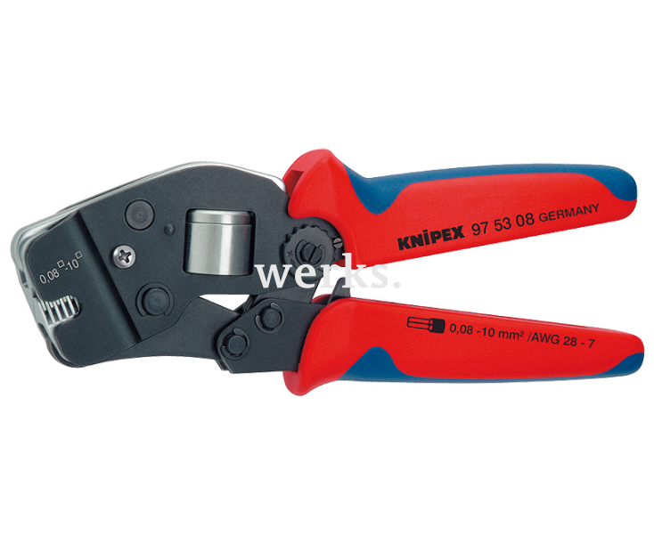 Самонастраивающийся инструмент для опрессовки контактных гильз с торцевой установкой Knipex KN-975308