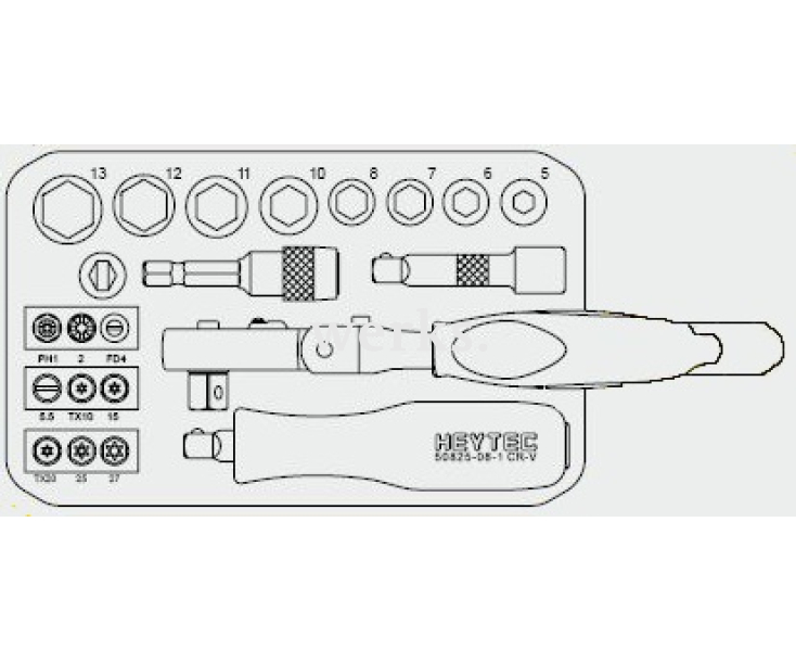 Набор торцовых головок 1/4" 50829-3017 Heyco (HEYTEC) HE-50829301783 22 предмета