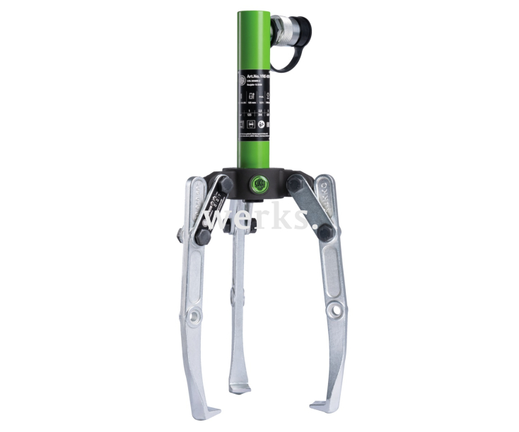 Универсальный гидравлический трёхзахватный съёмник с шарнирными захватами, с гидроцилиндром для привода от насоса KUKKO Y08-208