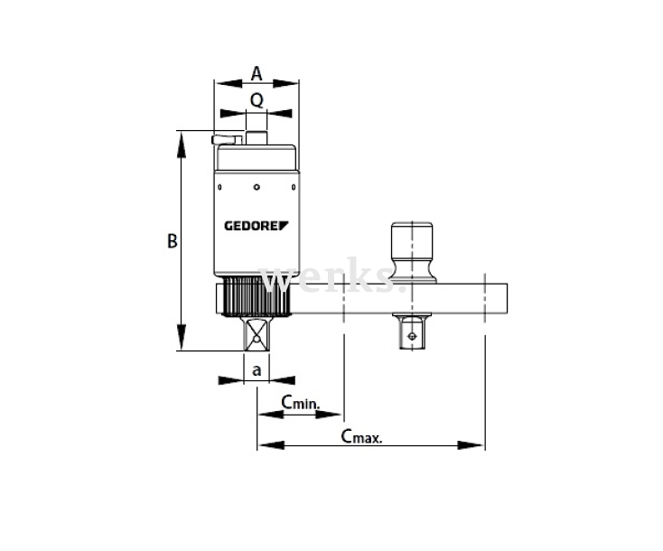 L-образная реакционная опора для модели DVV40, 1", RL-DVV40 Gedore 2653184