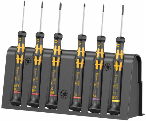 Набор отверток для ремонта Apple iPhone и электроники SL PH Microstix PL на подставке Wera Kraftform Micro 1550/6 ESD WE-030180