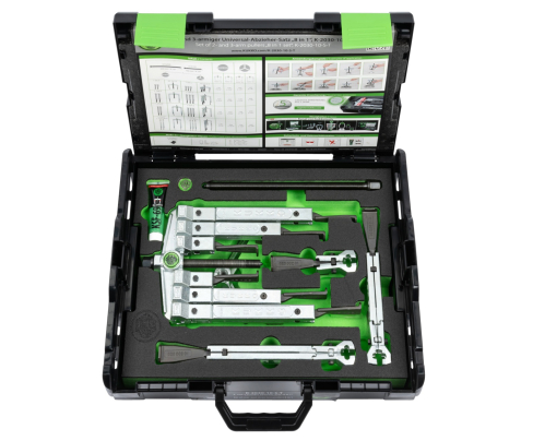 Универсальный двух- и трёхзахватный съёмник с особо узкими захватами, в наборе KUKKO K-2030-10-S-T