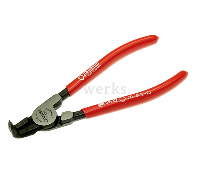 Щипцы для внутренних стопорных колец в отверстиях, изогнутые J31 225 мм Orbis 57-400/2622