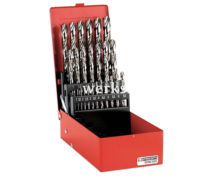 Набор спиральных сверл HSS 1 - 13 мм Facom 222A.TJ25 25 предметов