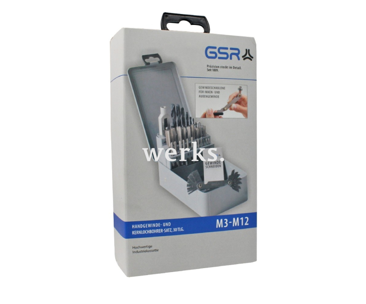 30-пр. Набор ручных метчиков и сверл M3-M12 Werks W.1416120