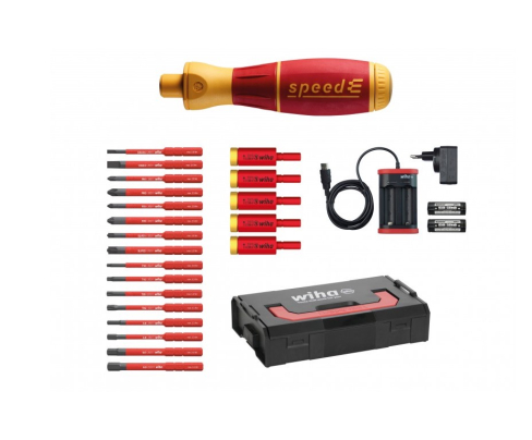 Диэлектрическая VDE отвертка speedE Set3 с электроприводом и битами Wiha 590 T103 41913, 42268 25 предметов