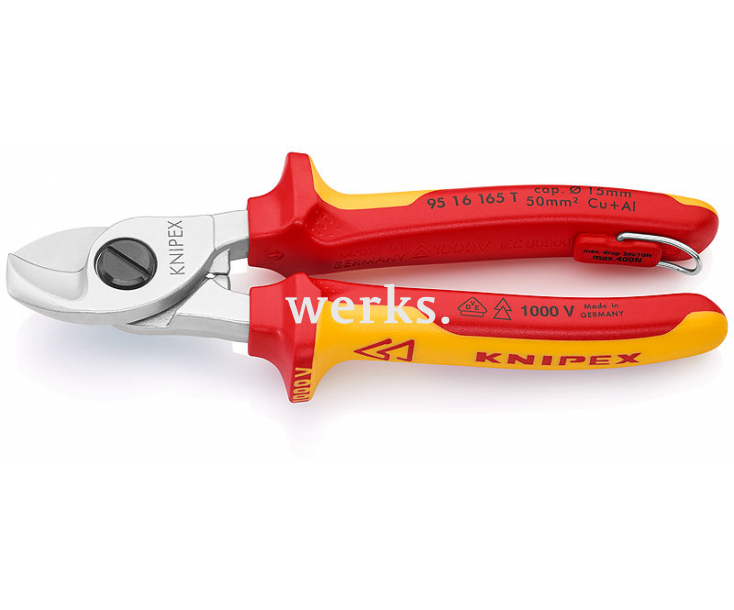 Ножницы для резки кабелей VDE Knipex KN-9516165TBK со страховочным креплением