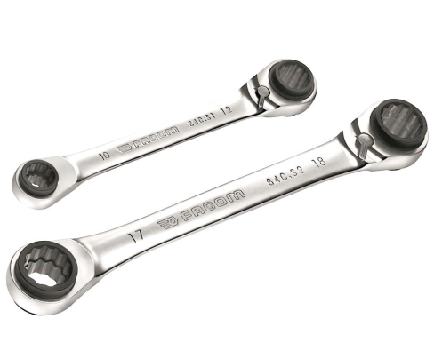 Набор накидных двусторонних ключей с трещоткой Facom 64C.J2 2 штуки