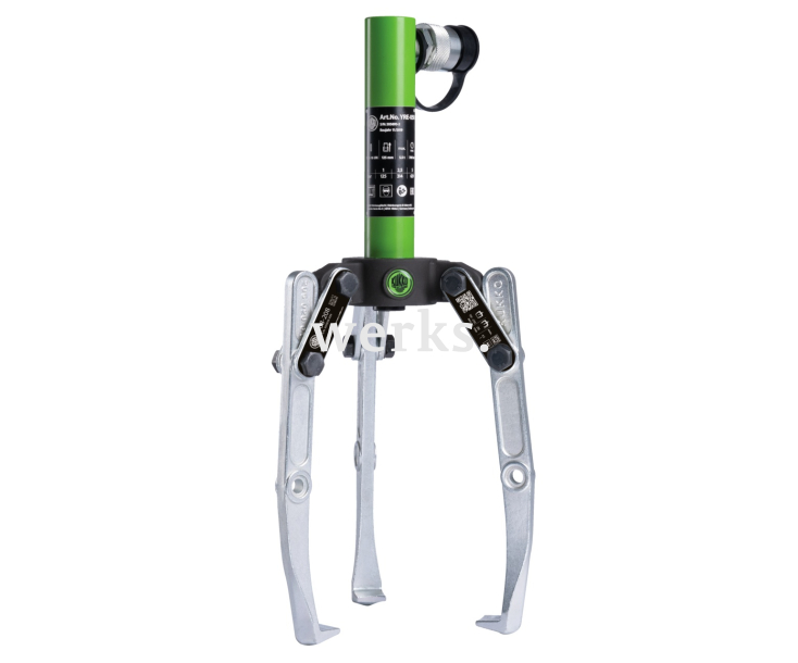 Универсальный гидравлический трёхзахватный съёмник с шарнирными захватами, с гидроцилиндром для привода от насоса KUKKO Y18-208