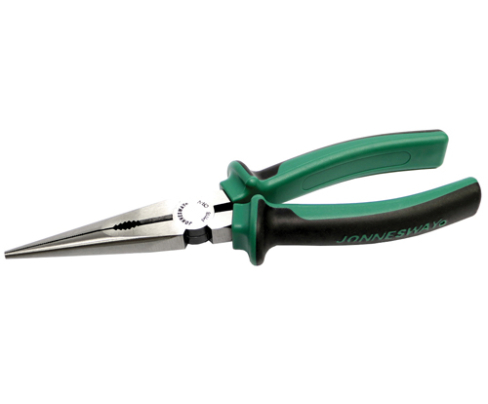 Длинногубцы прямые с двухкомпонентными рукоятками 200 мм Jonnesway P1118