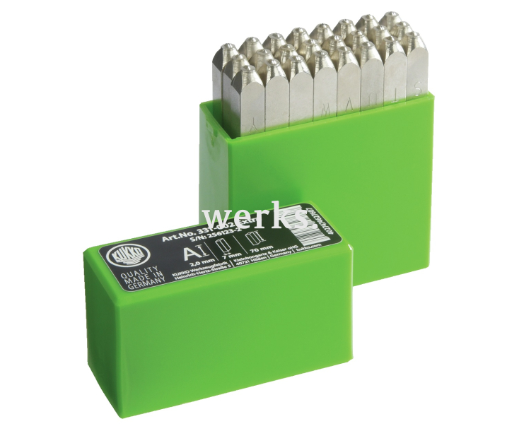 Клейма буквенные в наборе, особо прочные, с блестящим никелированием, 27 шт. KUKKO 331-002