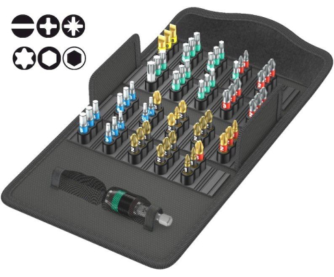 Bit-Safe 61 BiTorsion 1 Набор насадок SL PH PZ TX HEX-Plus и держатель Wera WE-057441 61 пр.