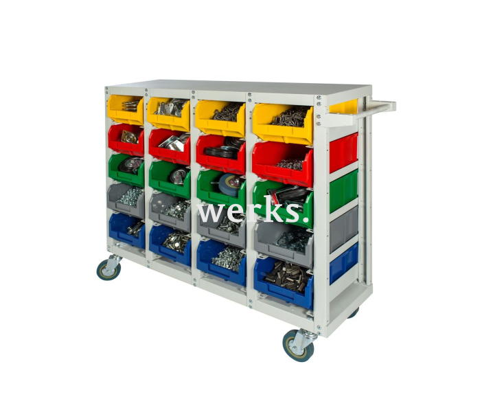 Стеллаж с направляющими мобильный, односторонний, Стелла-техник V3-20-125-И 20 ячеек, грузоподъемность 350кг