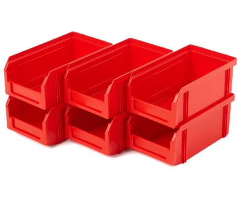 Пластиковый ящик Стелла-техник V-1-К6-красный , комплект 6 штук