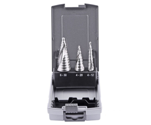 Набор сверл ступенчатых 4-12 4-20 6-30 мм HSSE винтовая канавка GSR B04010130