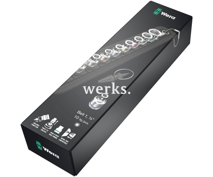 Набор торцовых головок Zyklop 1/4" Belt A 1 на матерчатом поясе Wera WE-003880 9 шт.