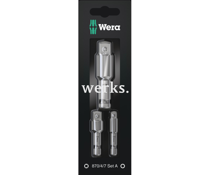 Набор стержней инструмента (соединительных деталей ) 1/4", 3/8", 1/2" Wera 870/4/7 A SB WE-073200 3 шт.