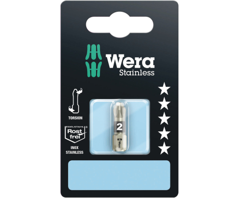 Насадка Pozidriv Wera 3855/1 TS SB WE-073614  PZ 2 х 25 мм нержавеющая сталь крестовая