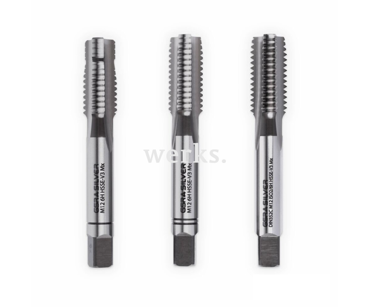 Метчики ручные HSSE-V3 DIN 352 6H М 12 набор (3 шт) для титановых сплавов GSR B09407250
