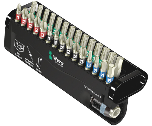 Bit-Check 30 Stainless 1 Набор насадок (PH, PZ, TX, HEX), нержавеющая сталь Wera WE-071109