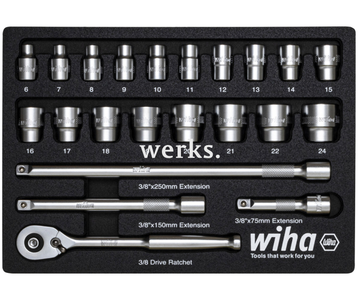 Набор торцевых головок с трещоткой 3/8" Wiha 44708 23 предмета