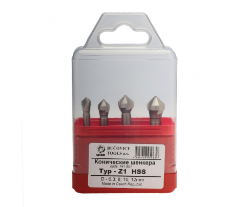 Набор зенковок 90° 6,3-12мм HSS-G 3z 4шт Bucovice Tools 741801
