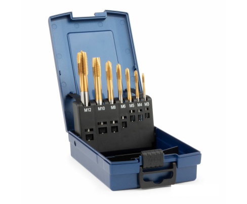 Набор машинных метчиков B HSSE-TiN DIN371/376 M3-M10/M12 Silver 7 предметов GSR BRB09100010
