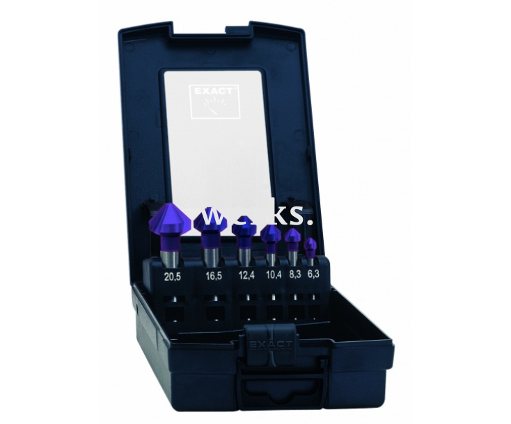 Набор зенкеров конических 90° TitanPro DIN 335 C Exact GQ-09029 3 режущих кромки 6 штук