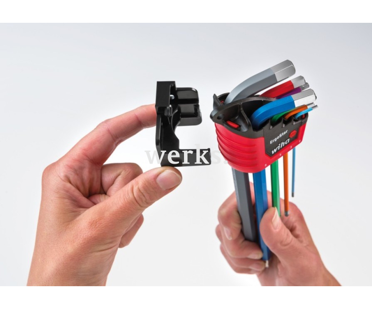 Набор цветных шестигранных штифтовых ключей c MagicRing со сферической головкой Wiha Ergostar 369 R E9F 41979, 9 предметов