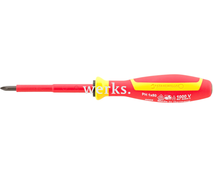 Отвертка диэлектрическая крестовая Phillips DRALL+ 4665 VDE 2 PH2х100 Stahlwille 46653002