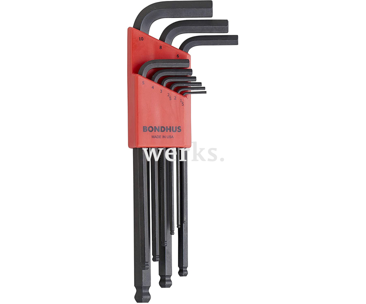 Набор штифтовых ключей HEX Bondhus 10999 длинных со сферической головкой 9 предметов