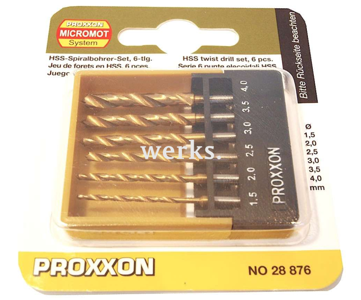 Набор спиральных сверл с направляющим центром 6 штук Proxxon 28876
