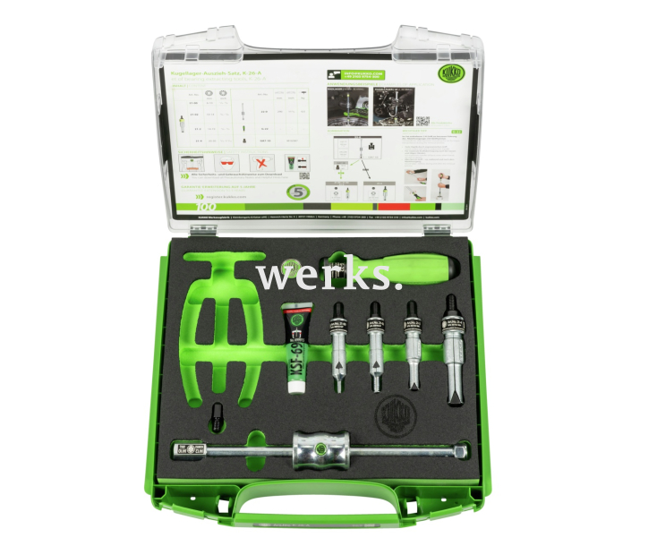 Набор для извлечения шарикоподшипников с обратным молотком Ø 6-30 мм KUKKO K-26-A