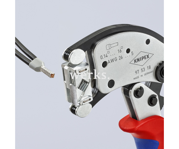 Клещи самонастраивающиеся Twistor16 для опрессовки контактных гильз 0,14 - 16,0 мм² Knipex KN-975318SB в блистере