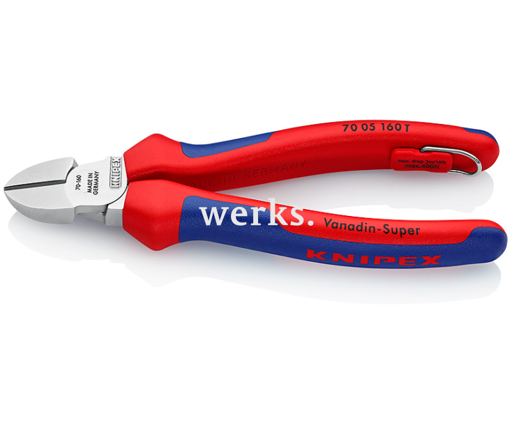 Кусачки боковые со страховочным креплением Knipex KN-7005160TBK